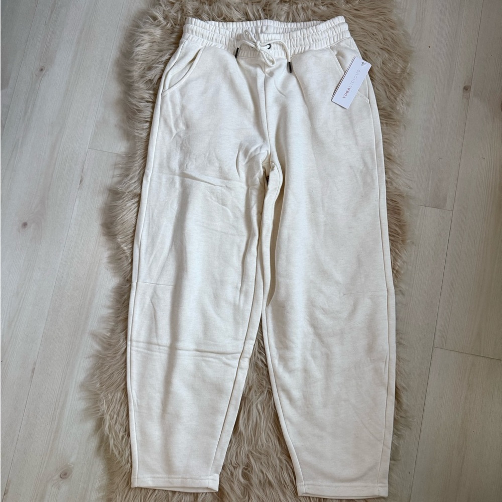 Yogalicious Cream Drawstring Track Pants - Picture 3 of 11